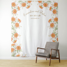 Orange Rose Wedding Photo Backdrop