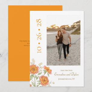 Orange Rose Wedding Save the Date Invitation