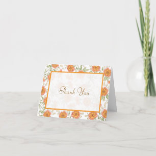 Orange Rose Wedding Thank You Cards