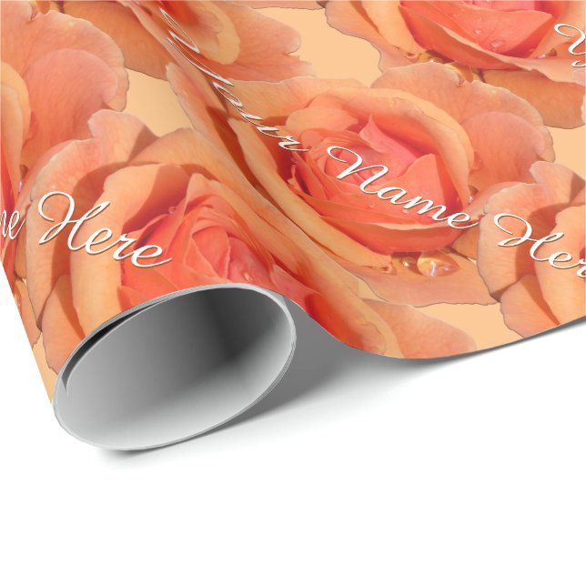 Orange Rose Wrapping Paper Personalised Rose Paper (Roll Corner)