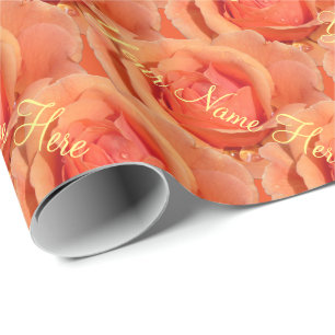 Orange Rose Wrapping Paper Romantic Rose Paper