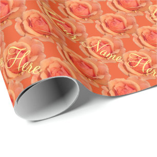 Orange Rose Wrapping Paper Romantic Rose Paper