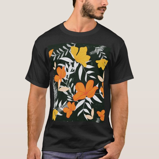 Orange Roses: Abstract Botanical. T-Shirt (Front)