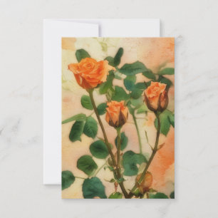 Orange Roses Art Card Birthday or Anything