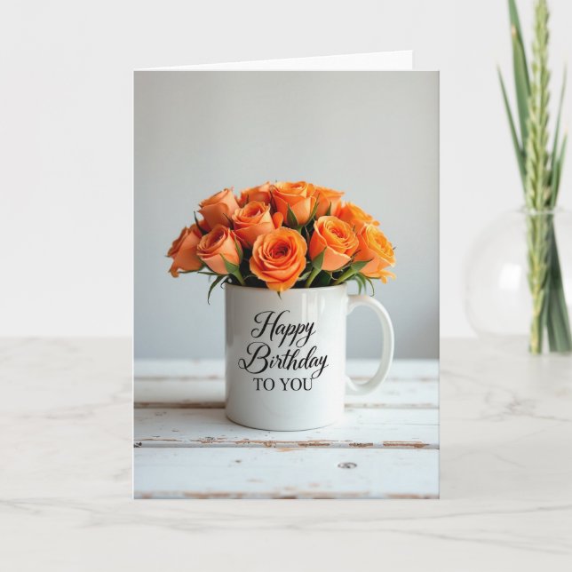 Orange Roses Birthday Card (Front)