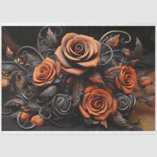 Orange Roses Decoupage Tissue Paper
