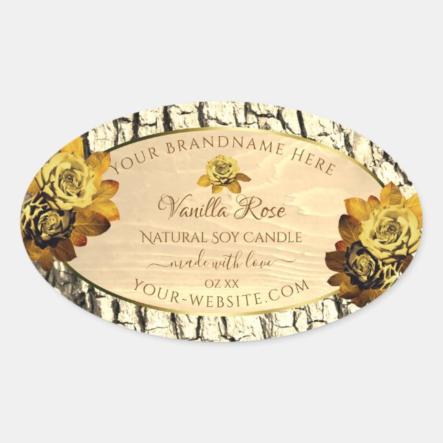 Orange Roses Light Brown Wood Grain Product Labels (Front)