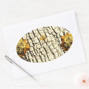 Orange Roses Light Brown Wood Grain Product Labels