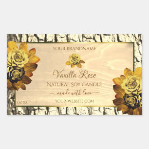 Orange Roses Light Brown Wood Grain Product Labels