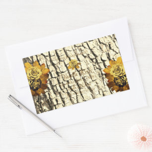 Orange Roses Light Brown Wood Grain Product Labels