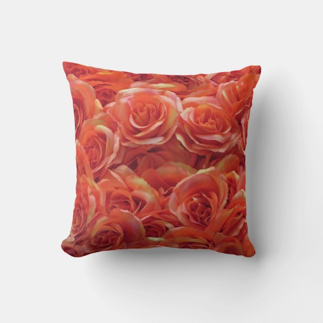 Orange Roses Photo Large Flower Collection Floral Cushion (Front)