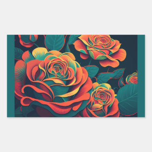 Orange Roses Rectangular Sticker