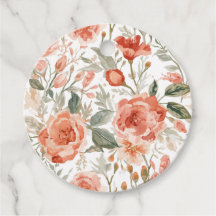 Orange Roses Watercolor Botanical Coral Floral