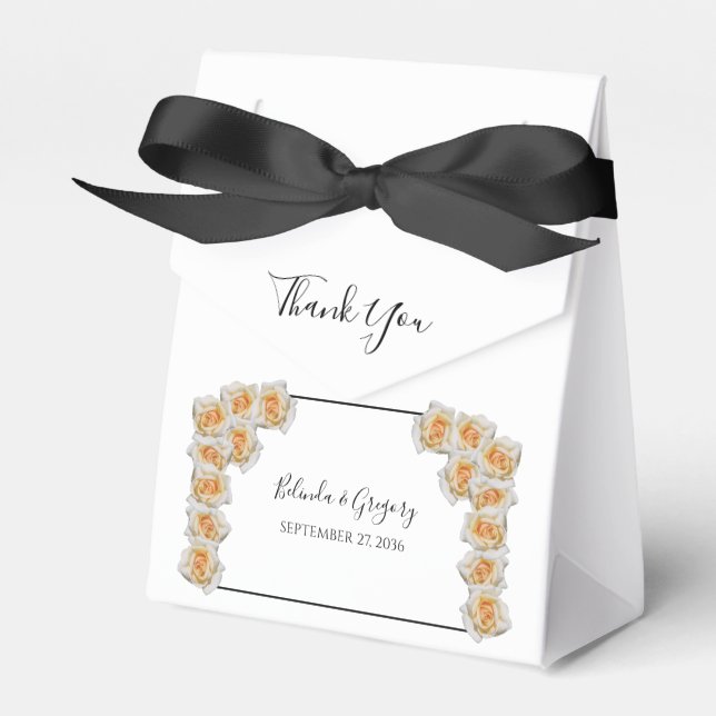 Orange Roses Wedding Favour Box (Front Side)
