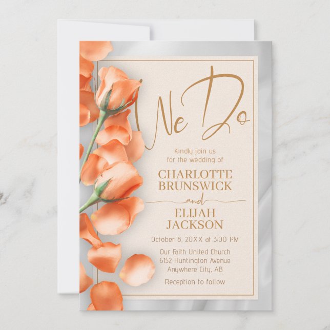 Orange Roses Wedding Invitation (Front)