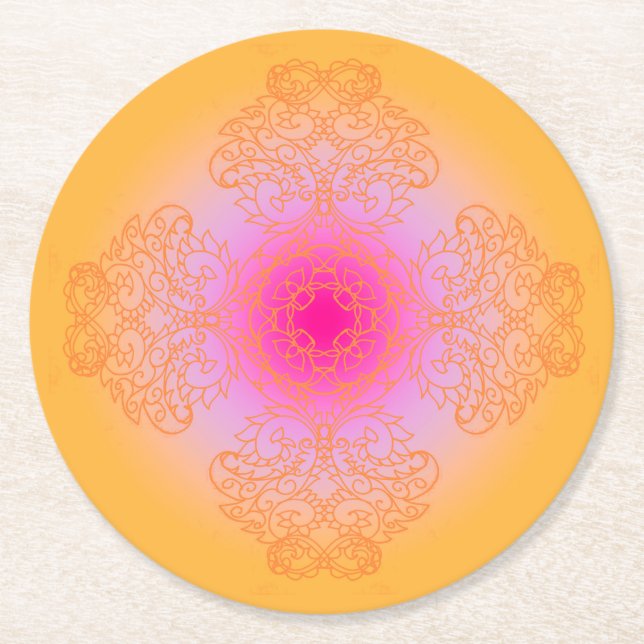 orange round paper coaster (Front)