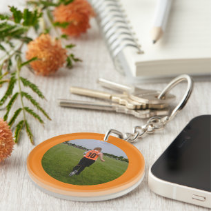Orange Round Sport Photo Key Ring