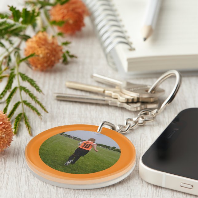 Orange Round Sport Photo Key Ring (Front Right)