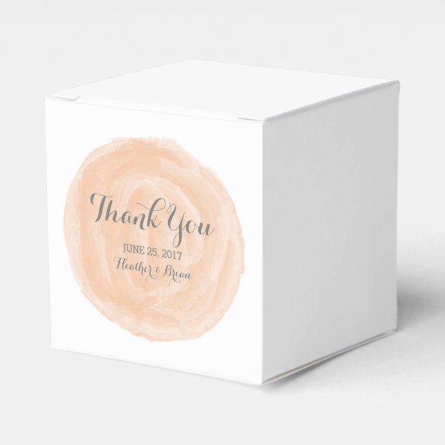 Orange Round Watercolor Wedding Favour Boxes (Front Side)