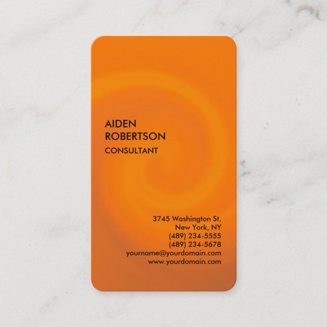 Orange Rounded Exclusive Special Modern Unique Business Card (Front)
