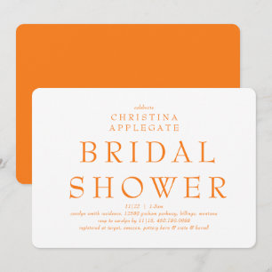Orange Rounded Simplicity  Bridal Shower Invitation