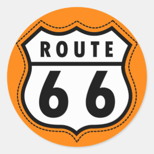 Orange Route 66 Road Sign Classic Round Sticker