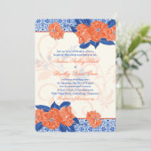 Orange Royal Blue Floral Wedding Invitation (Standing Front)