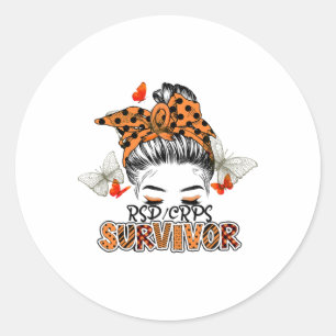 Orange Rsdcrps Messy Bun Girl Survivor Believe Sup Classic Round Sticker