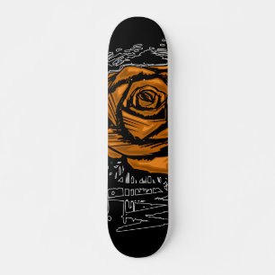 Orange Rugged Rose Graffiti Art • Urban Street Skateboard