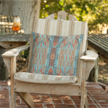 Orange Rust Brown Turquoise Teal Blue Tribal Art