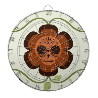 Orange Rust Cartoon Sugar Skull Flower Dartboard