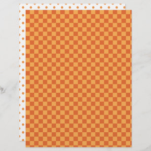 Orange/ Rust Chequerboard & Polka Dots Scrapbook