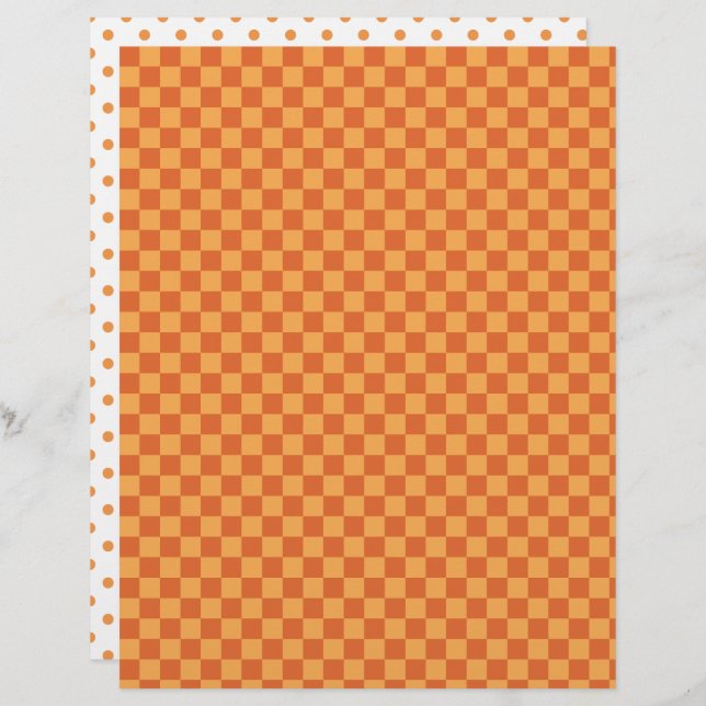 Orange/ Rust Chequerboard & Polka Dots  Scrapbook (Front/Back)