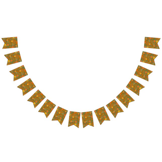 Orange & Rust Fall Peony & Rose Floral Wedding Bunting (All)