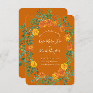 Orange & Rust Fall Peony Rose Wedding Save Date Invitation