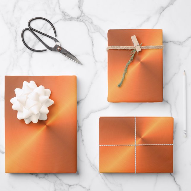 Orange Rust Shine Wrapping Paper Sheet (Front)