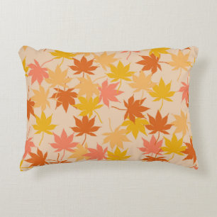 Orange Rustic Botanical Maple Leaves Pattern Fall Decorative Cushion