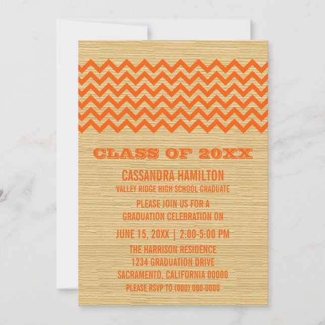 Orange Rustic Chevron Graduation Invite (Front)