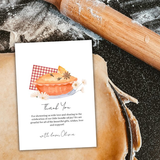 Orange Rustic Cutie Pie Flower Fall Baby Shower  Thank You Card (Orange Rustic Cutie Pie Flower Fall Baby Shower Thank You Card)