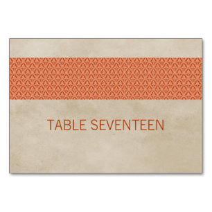 Orange Rustic Damask Table Card