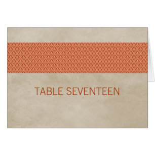 Orange Rustic Damask Table Number Card
