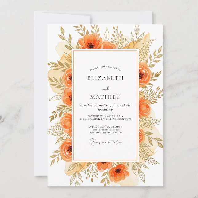 Orange Rustic Fall Wedding Invitation (Front)