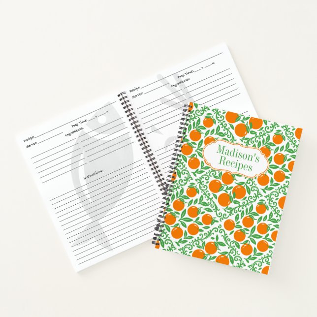 Orange Rustic Farmhouse French Country Recipe Notebook (Inside)