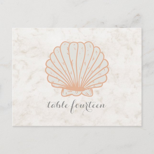 Orange Rustic Seashell Table Number Postcard (Front)