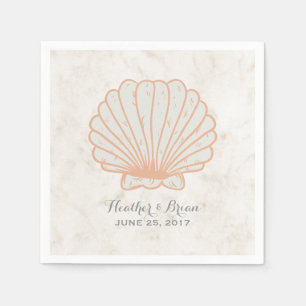Orange Rustic Seashell Wedding Napkin
