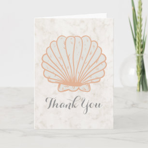 Orange Rustic Seashell Wedding Thank You