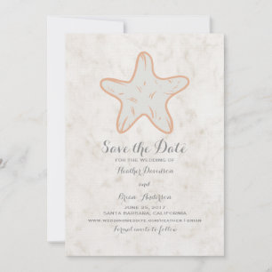 Orange Rustic Starfish Save the Date Invite