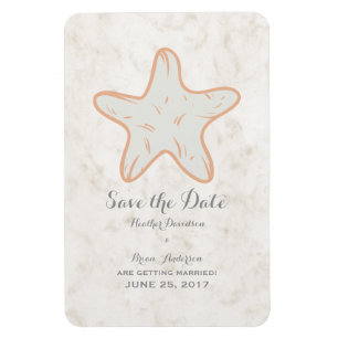 Orange Rustic Starfish Save the Date Magnet