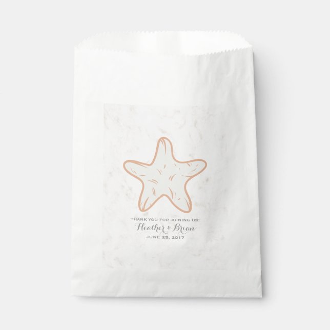 Orange Rustic Starfish Wedding Favour Bags (Front)