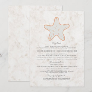 Orange Rustic Starfish Wedding Information Invitation